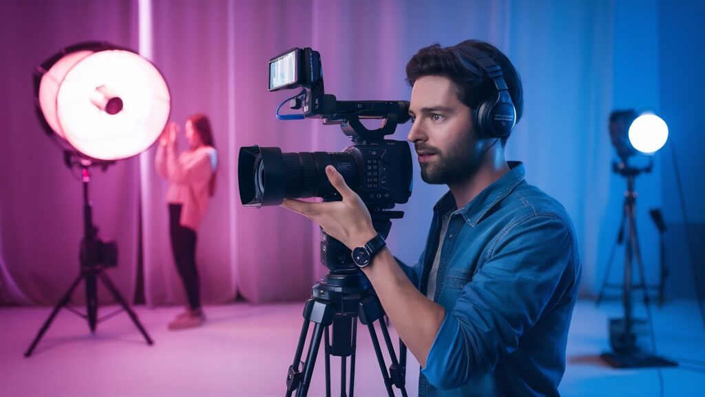 team bespreekt strategie voor videoproductie Nederland campagne Description: Creatieve brainstorm voorafgaand aan een commerciële productie.